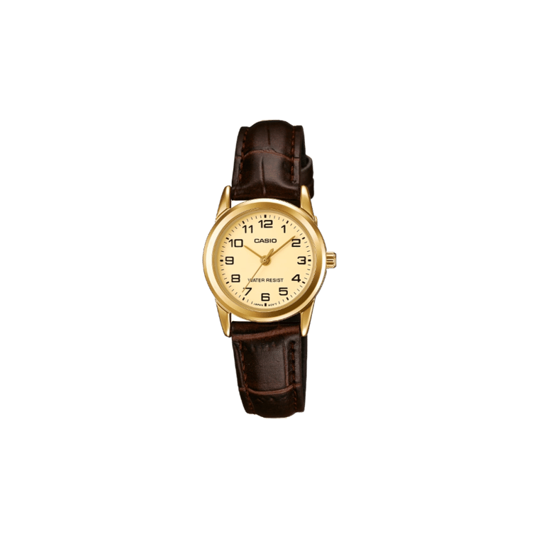 Casio LTP-V001GL-9B Gold Dial Brown Leather Watch