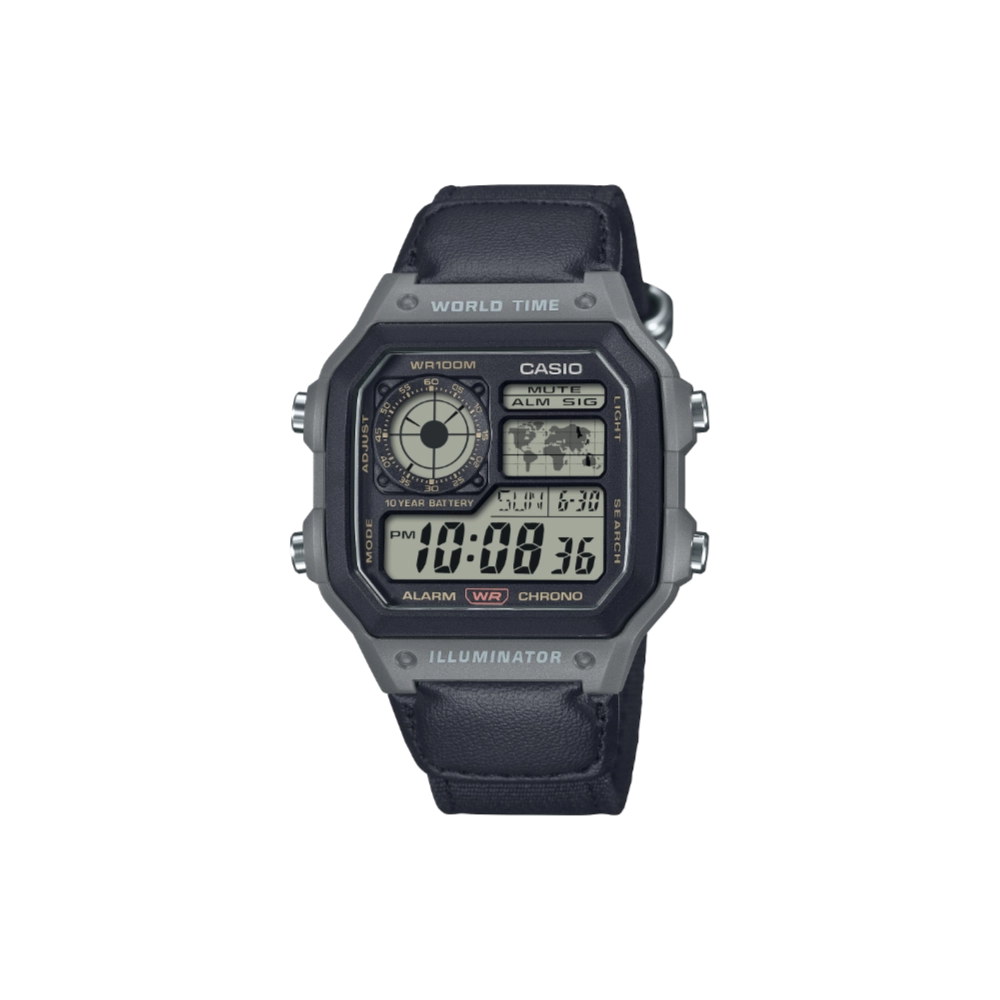 Casio AE-1200WHUB-8AV Digital Black Cloth Band - Image 1