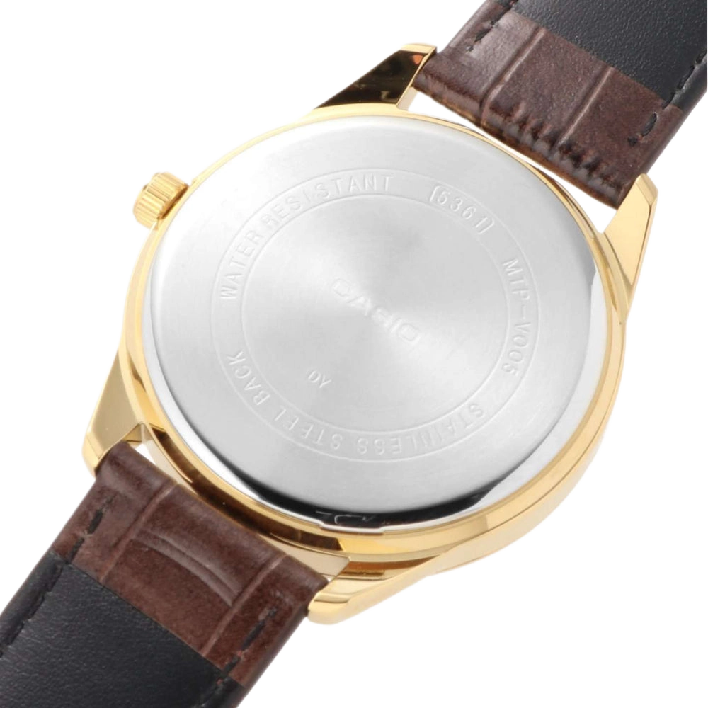Casio LTP-V005GL-1B Black Dial Brown Leather Band - Image 2
