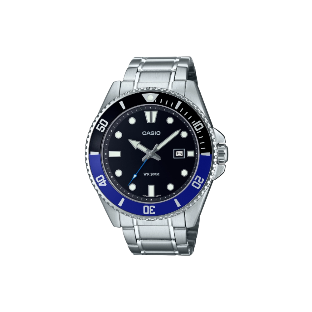 Casio MDV-107D-1A2V Standard Divers Black Dial Silver Stainless Steel Band - Image 1